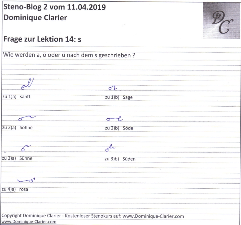 Stenoblog 2 - Frage zu Lektion 14 - s - Homepage1